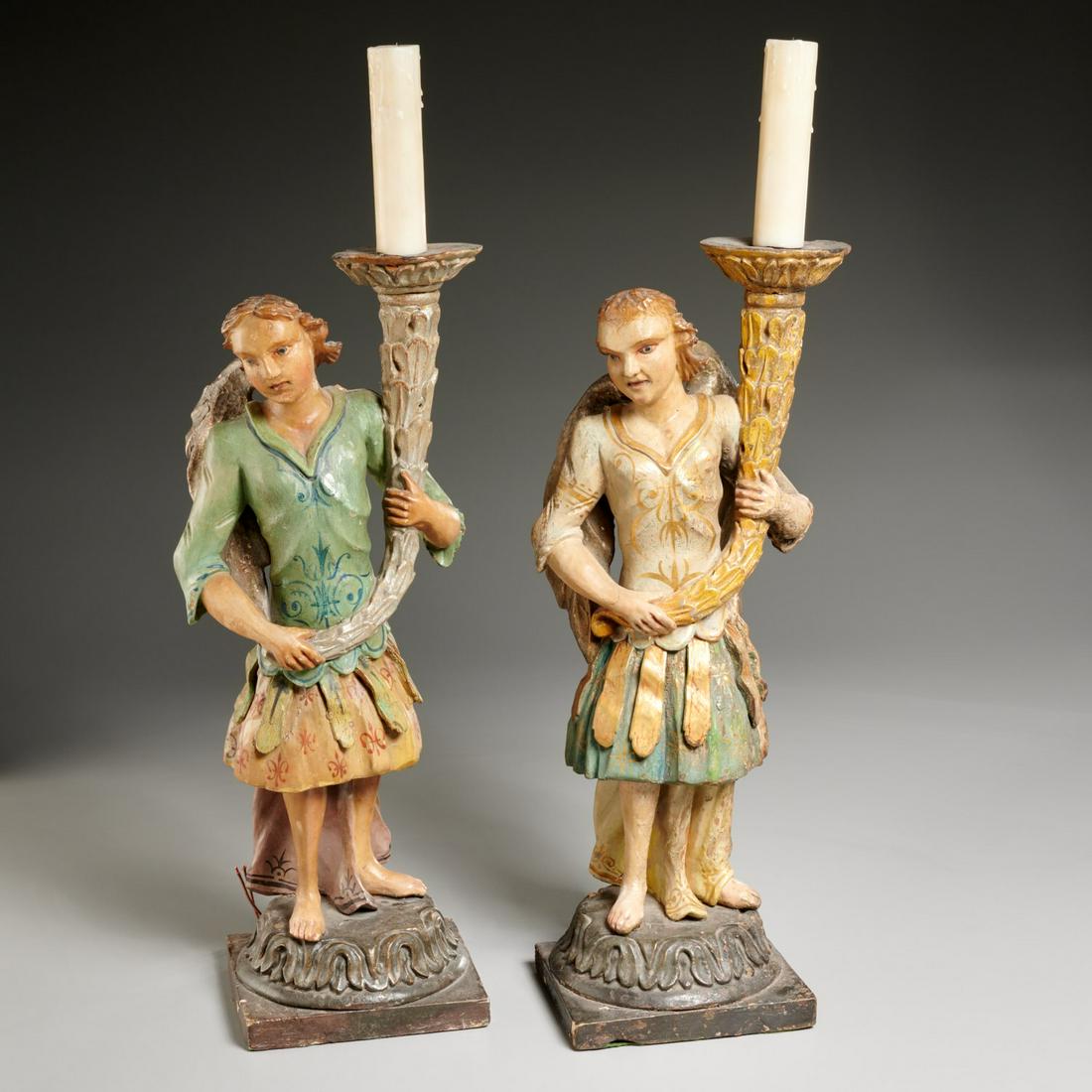 Pair Continental Baroque figural candle holders (1 of 6)