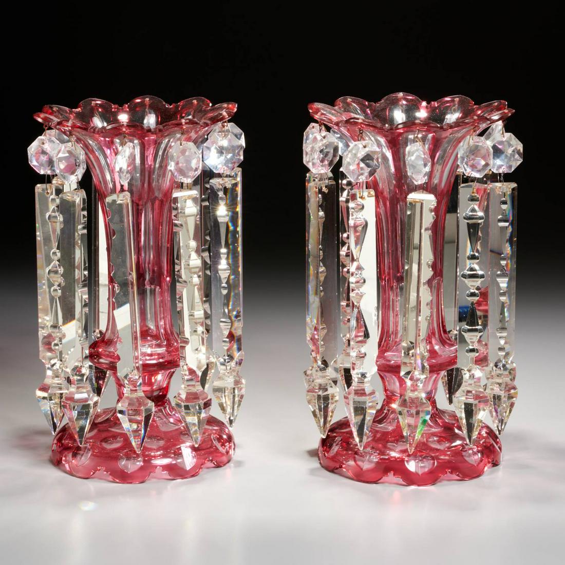 Pair large Bohemian cut crystal lusters (1 of 4)