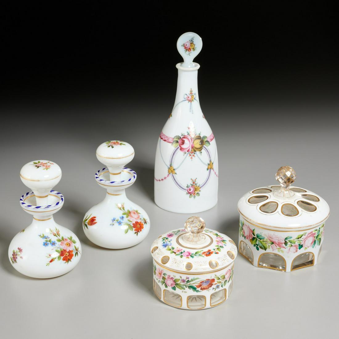 French & Bohemian glass vanity bottles and jars (1 of 4)