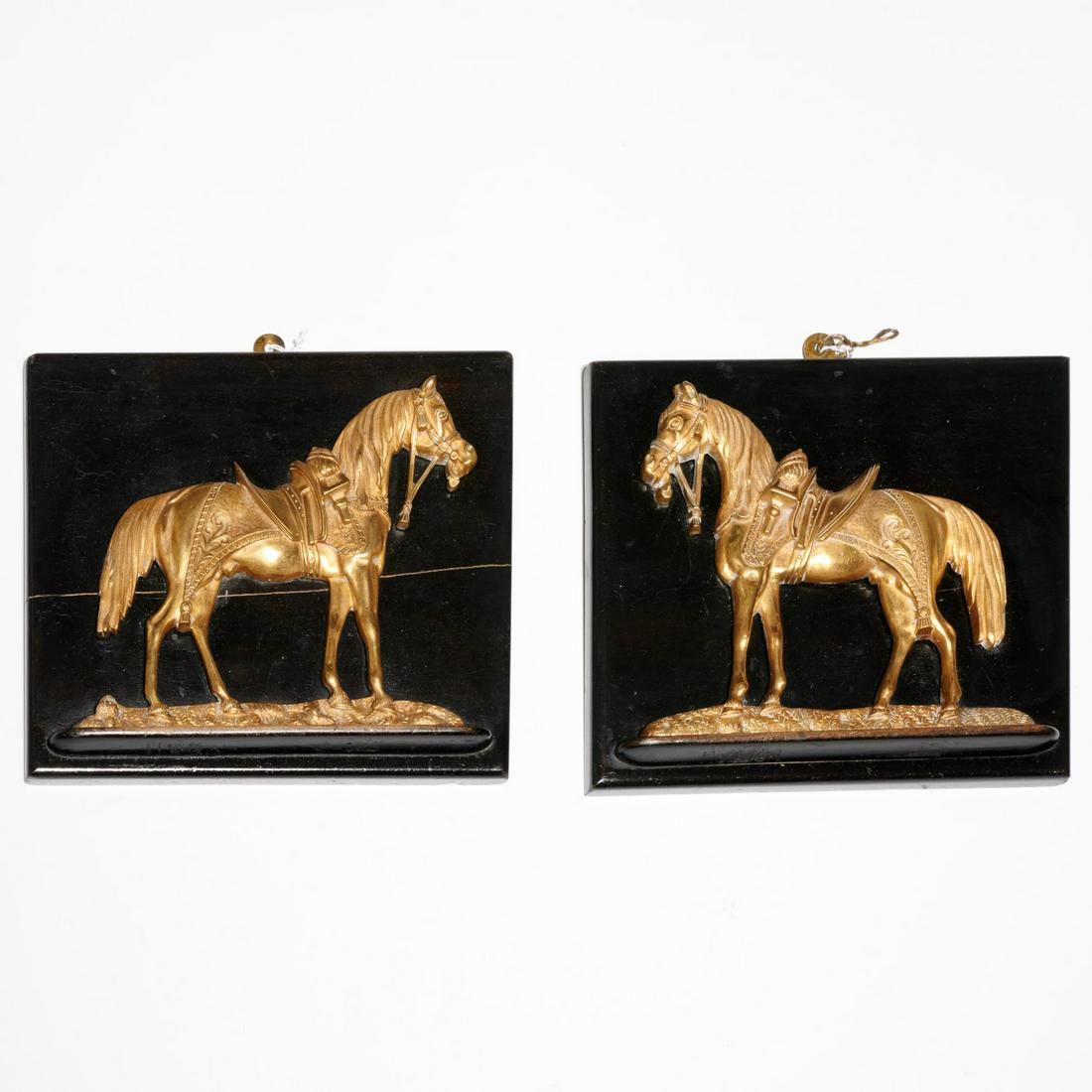 Nice pair dore bronze equine relief plaques (1 of 6)