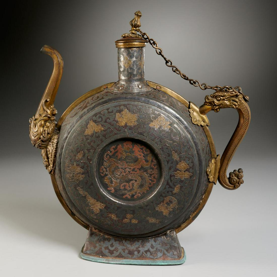 Himalayan damascened iron moon flask ewer (1 of 7)