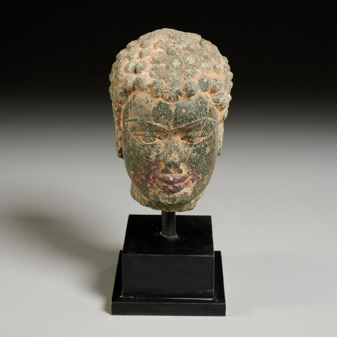 Gandharan style carved stone Buddha head (1 of 4)