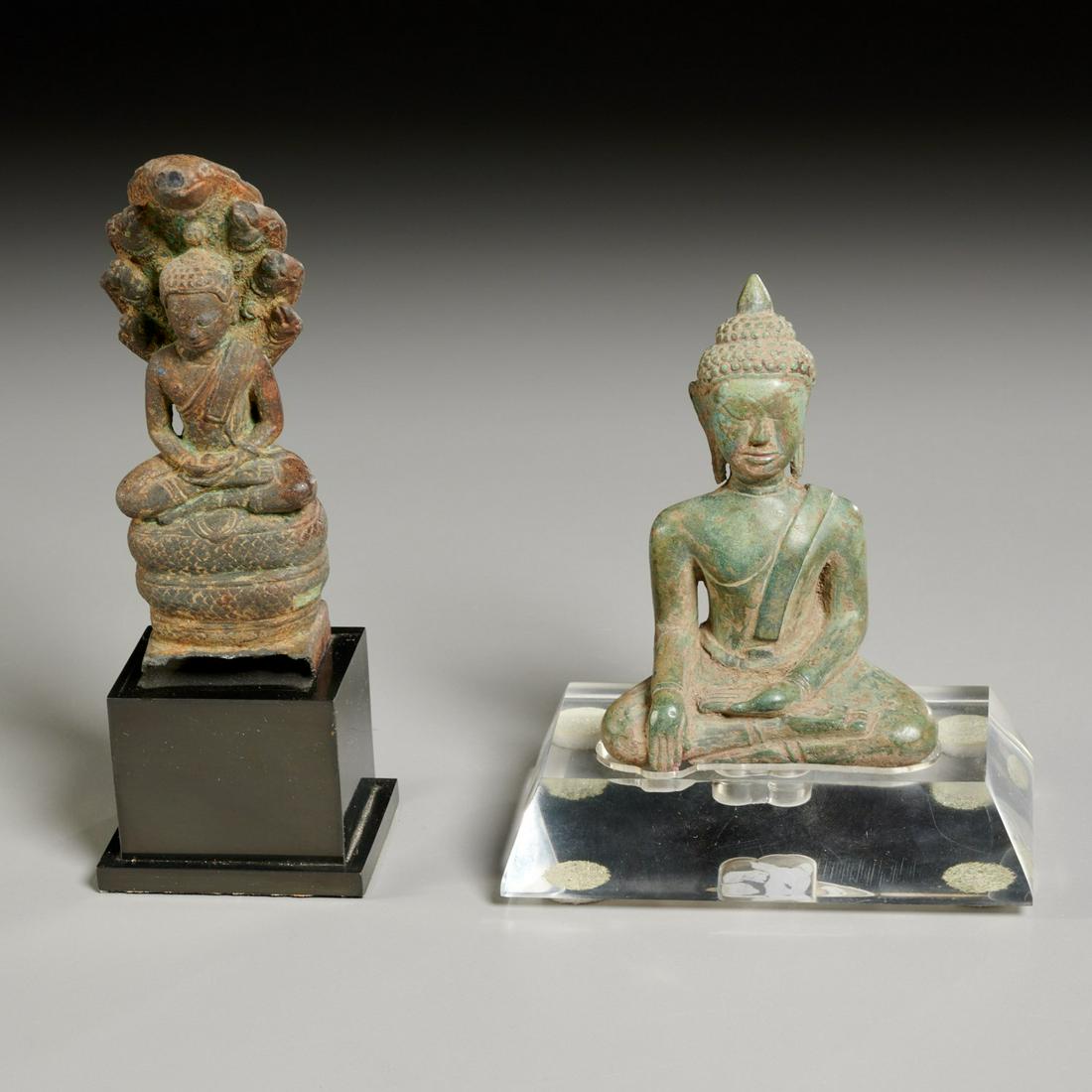 (2) Southeast Asian seated bronze Buddha figures (1 of 6)