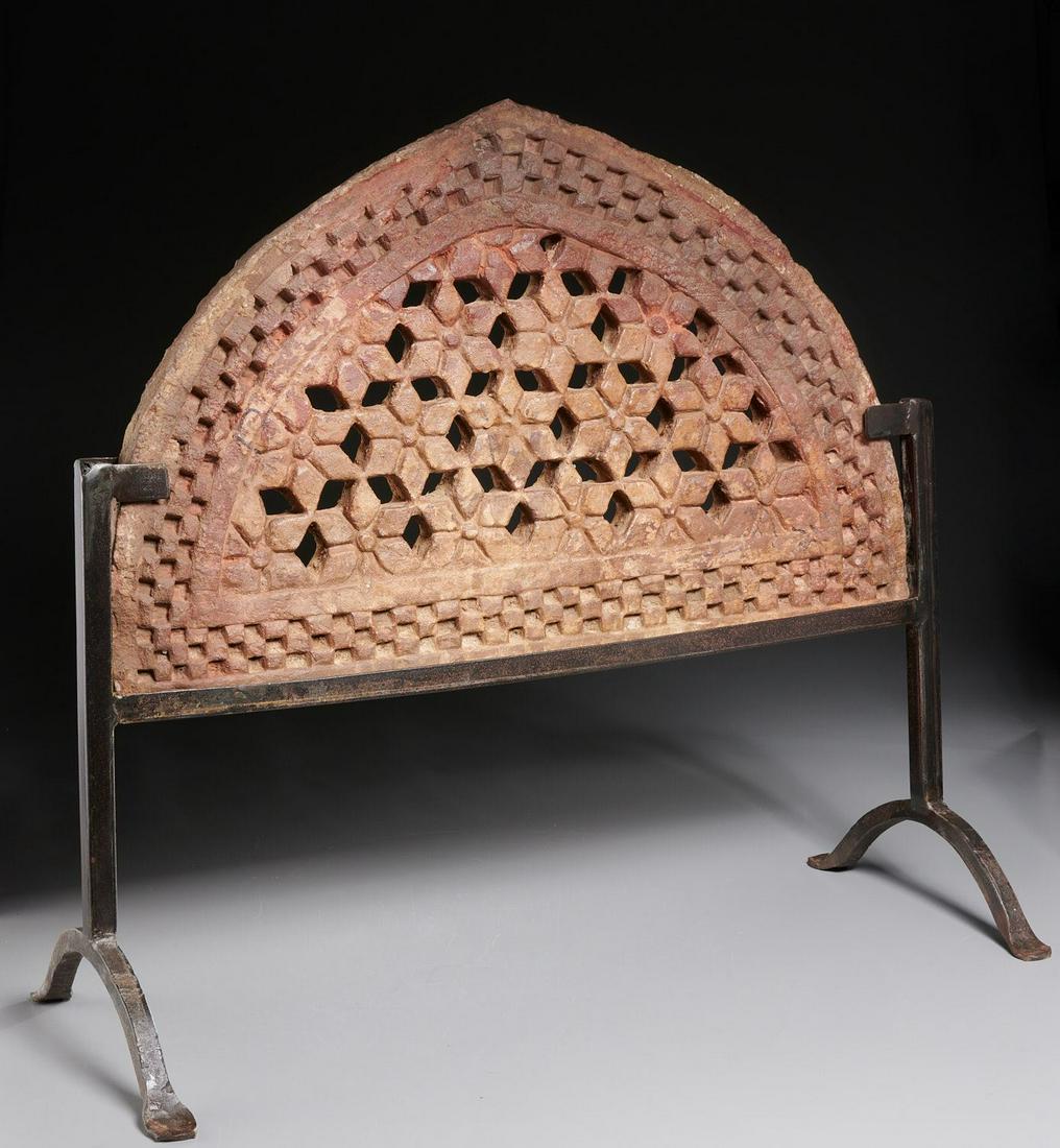 Mughal red sandstone arch panel on stand (1 of 7)