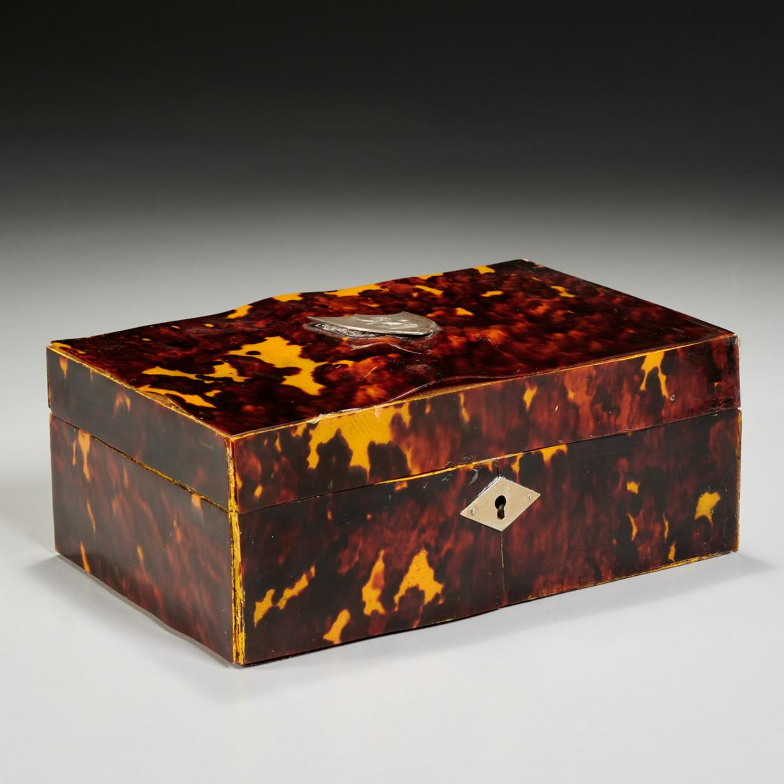 Regency tortoise shell veneer jewelry box (1 of 6)