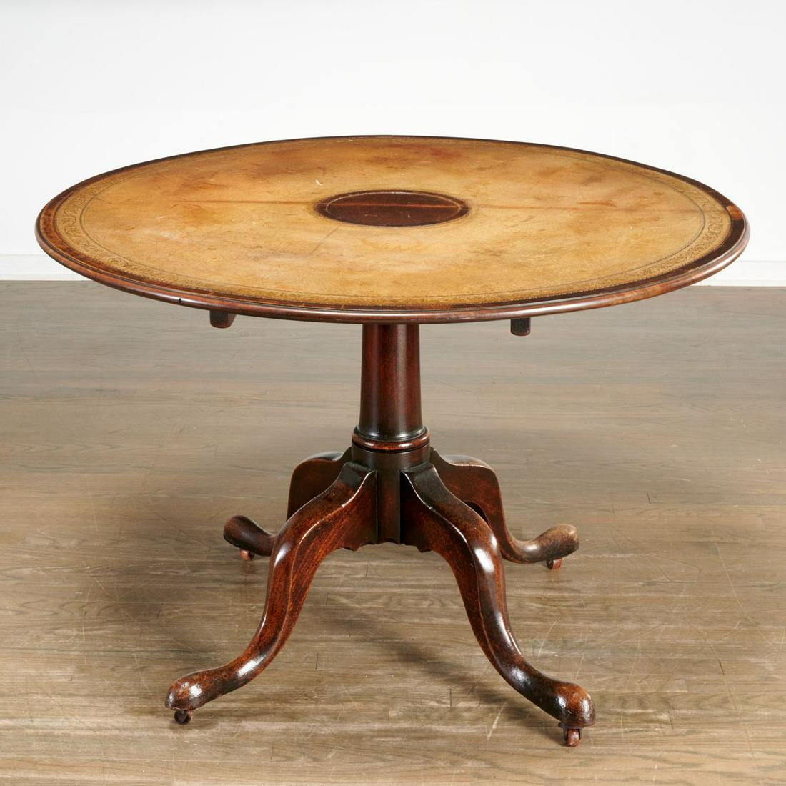 George III leather set mahogany library table (1 of 6)