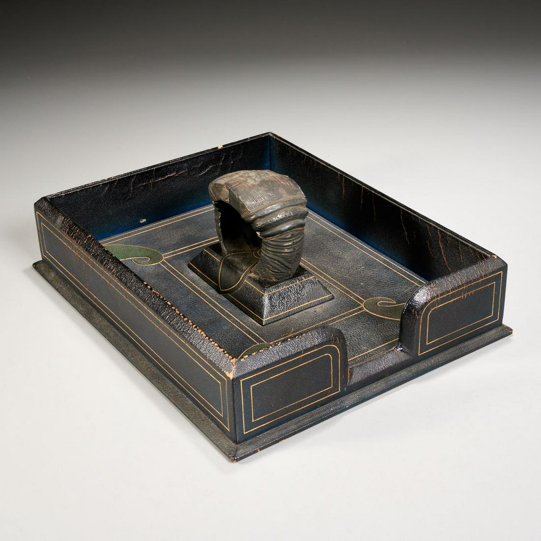 Art Deco desk tray with Bedouin silver cuff mount (1 of 5)