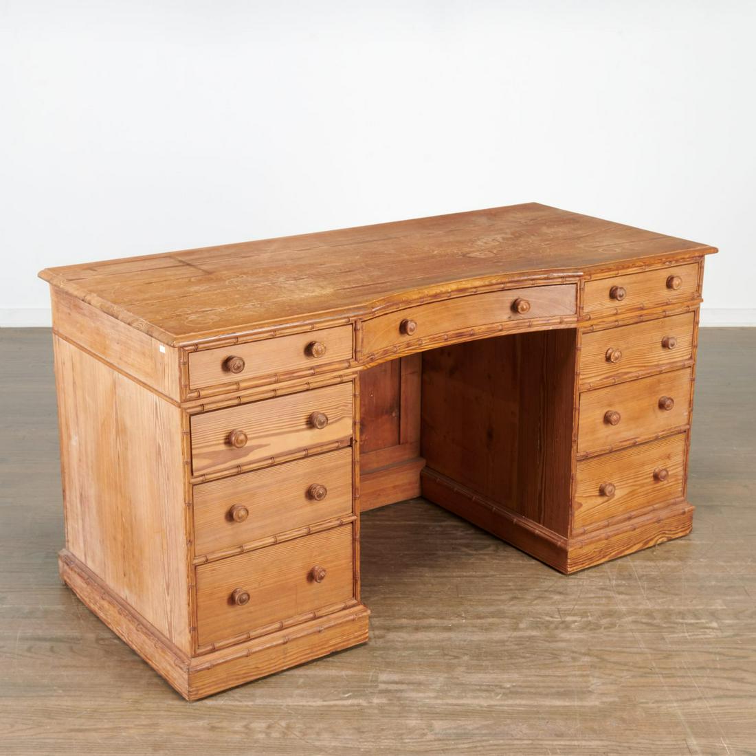 Nice Victorian bamboo-carved pedestal desk (1 of 9)
