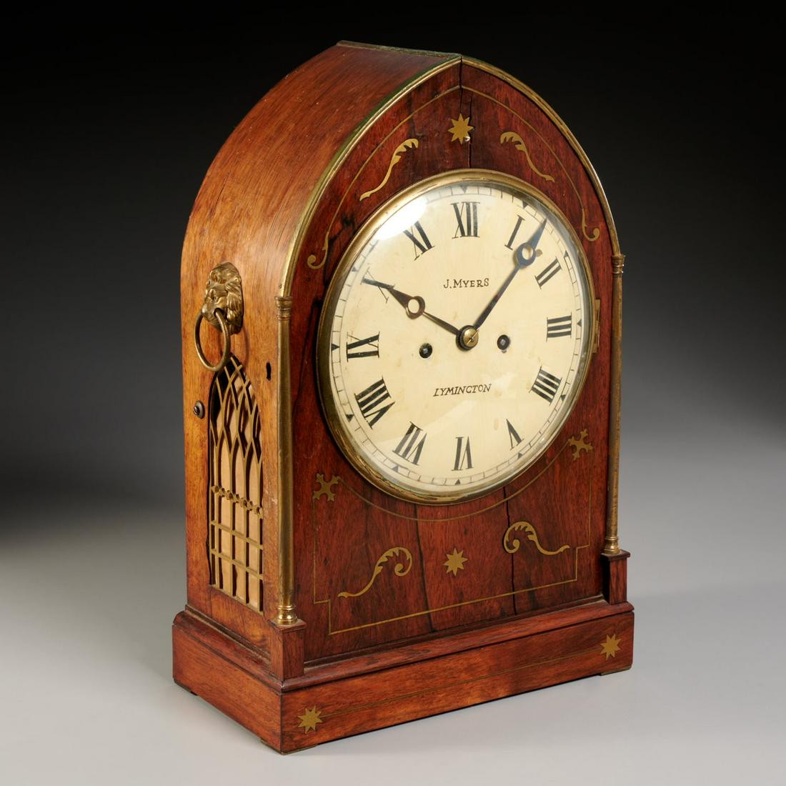 Victorian brass inlaid striking bracket clock (1 of 8)