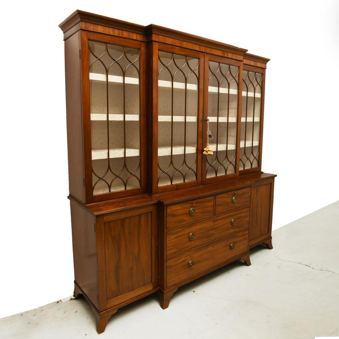 George III style mahogany breakfront bookcase (1 of 5)