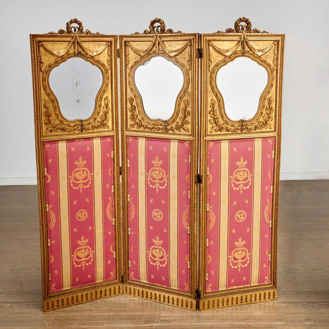 Louis XVI mirrored trifold dressing screen (1 of 6)