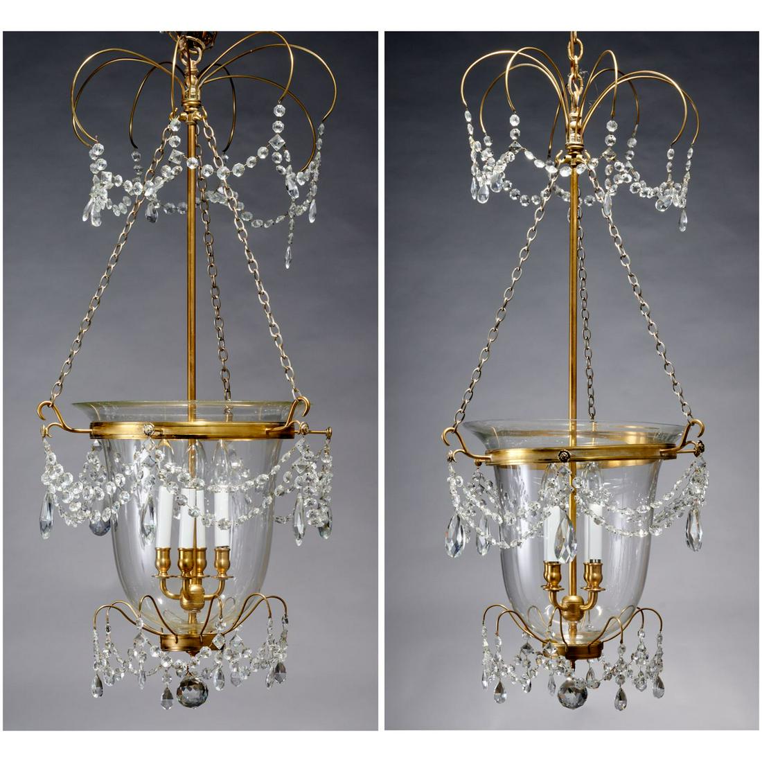 Pair Baltic Neoclassical style bell jar lanterns (1 of 6)