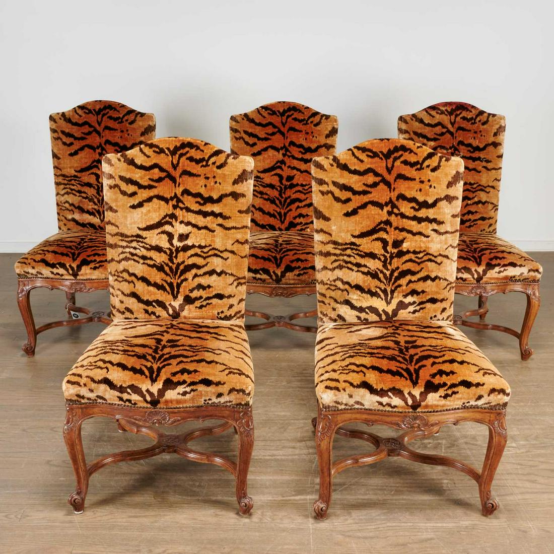 Set (5) Louis XV style beechwood dining chairs (1 of 6)