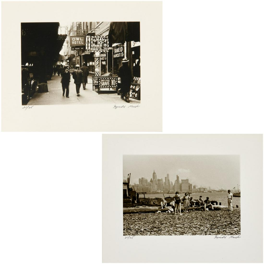 Reginald Marsh, (2) photos of NYC, c.1935/1977: Reginald Marsh, (2) photos of NYC, c.1935/1977, Reginald Marsh (American, 1898-1954), photographs of New York City, gelatin silver prints, each pen signed lower right margin, numbered 21/25 lower left