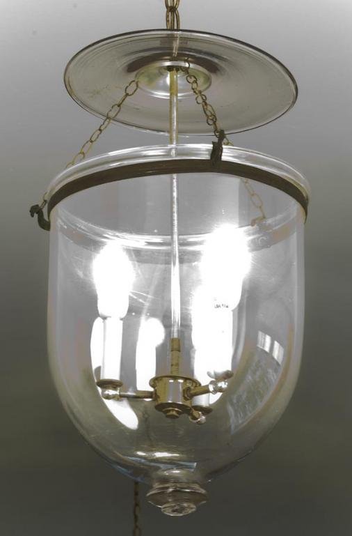 George III style hall lantern by S.C. Bishop & Co.: George III style hall lantern by S.C. Bishop & Co., Of typical form with gilt metal fittings, acid etched mark, 23"h x 13"dia. Provenance: The Doris Duke Charitable Foundation