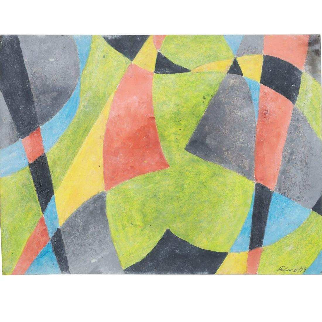 Herbert Ferber, abstract drawing: Herbert Ferber, abstract drawing, Herbert Ferber (American, 1906-1991), untitled, 1979, pastel on paper, signed "Faber 11/79" lower right, loose and unframed, 9"h x 12"w (sheet)