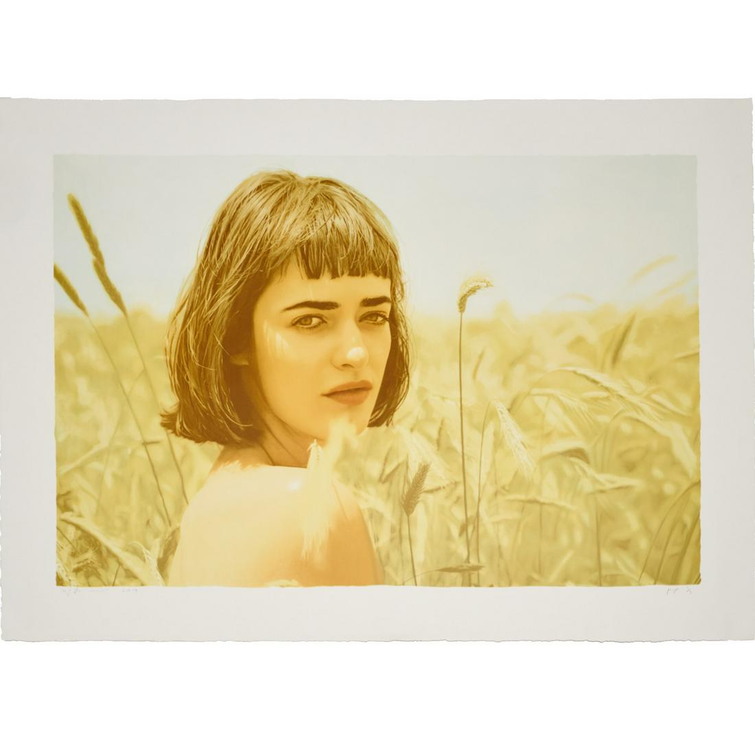 Yigal Ozeri, oversize silkscreen print: Yigal Ozeri, oversize silkscreen print, Yigal Ozeri (Israeli, b. 1958), "Untitled, Olya," printer's proof, 2014, silkscreen on heavy rag paper, signed and dated lower left, numbered PP 1/3, printed by