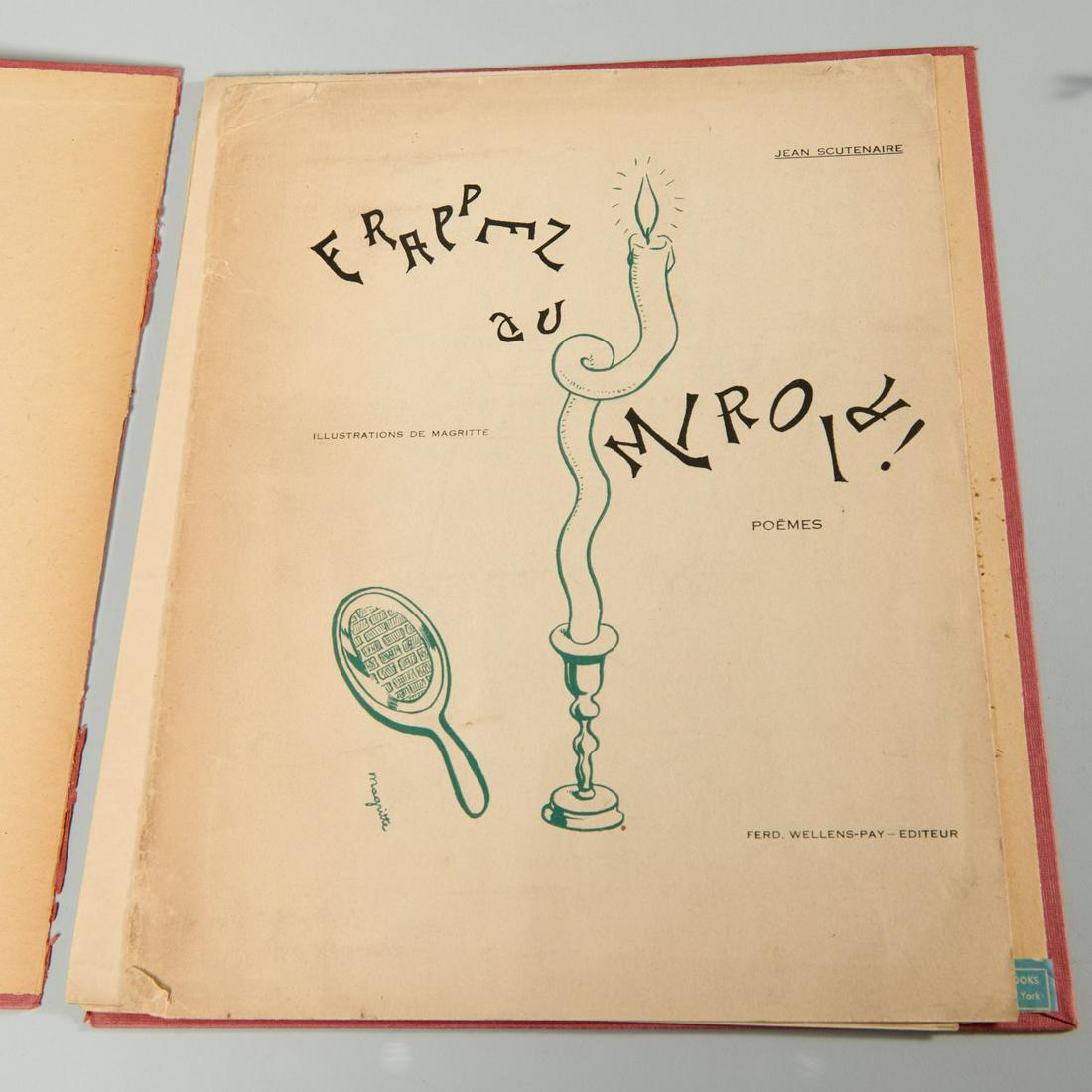 [Magritte] (2) vols, Mesens, Scutenaire, signed: [Magritte] (2) vols, Mesens, Scutenaire, signed, Includes Poemes 1923-1958. Le Terraiin Vague, 1959, with 10 full-page drawings by Rene Magritte, No. XXXI of 40 signed by Mesens (total edition 1,050),