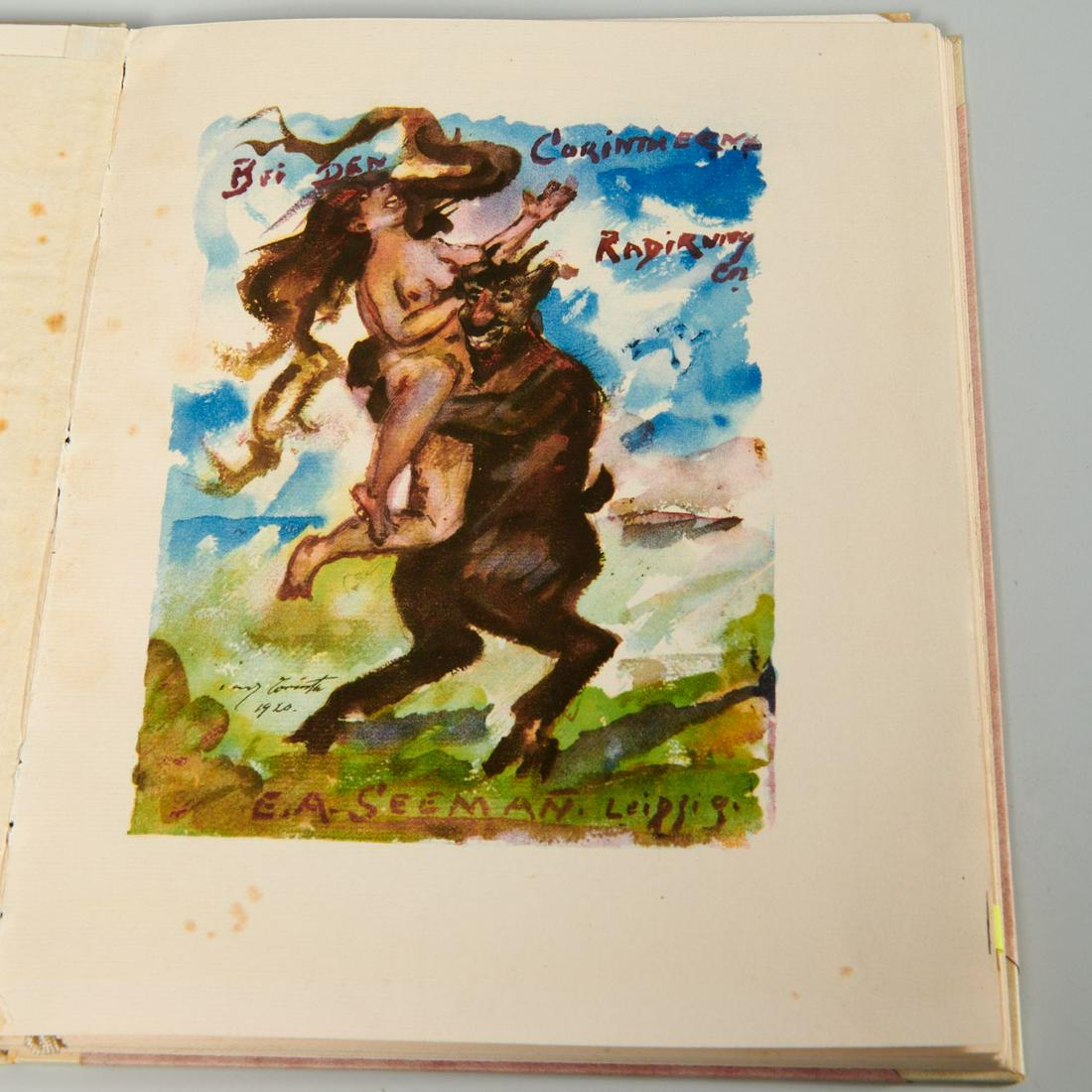 Hausenstein, Uber Lovis Corinth den Graphiker: Hausenstein, Uber Lovis Corinth den Graphiker, Wilhelm Hausenstein. Seeman, Leipzig, 1920, #33/100 with original signed portrait etching, 15 plates with several in vivid color, hardcover in publisher'