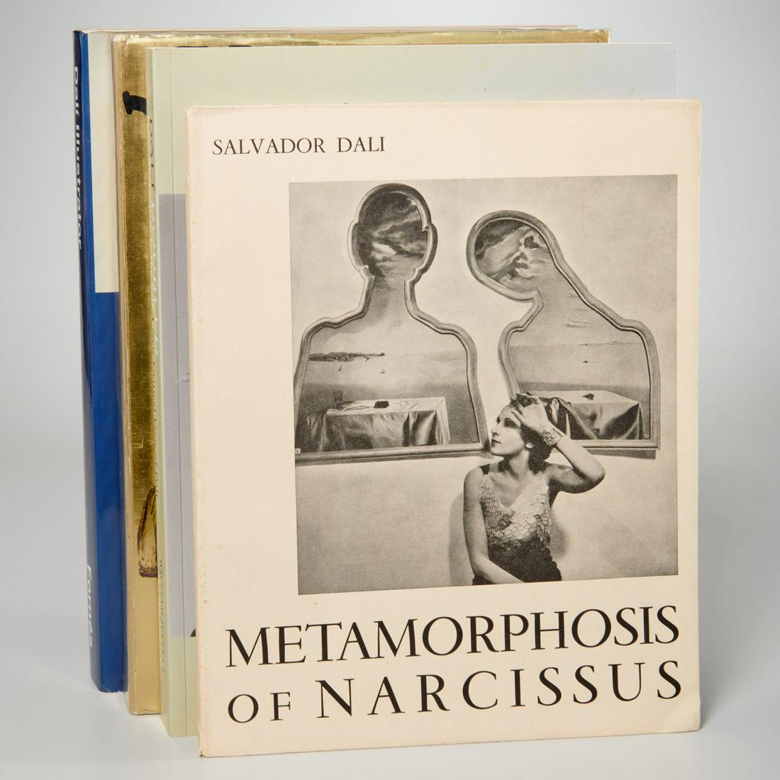 Salvador Dali, (4) vols: Salvador Dali, (4) vols, Includes: 1) Metamorphosis of Narcissus. Julien Levy Gallery, 1937, softcover; 2) The Wines of Gala, Abrams, 1978, hardcover in jacket; 3) Jeffett. Dali Doubled From Surrealis