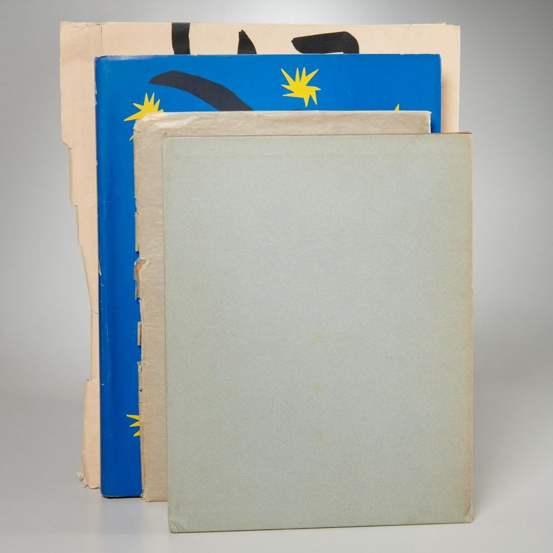 Henri Mattise, (4) vols, incl. 1947 JAZZ: Henri Mattise, (4) vols, incl. 1947 JAZZ, Includes: 1) Homage, Dessins de Matisse. Philippe Fontana, 12 drawings, 2 on onion skin, lacks the photo by Brassai, #595/1000; 2) JAZZ, 1947, lacks all plate