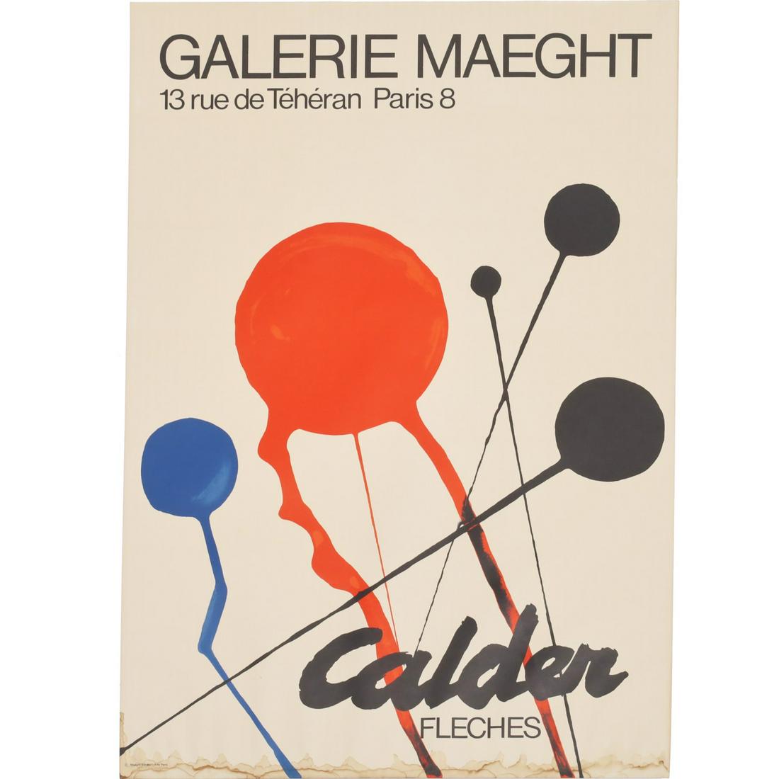 Alexander Calder, "Fleches" poster: Alexander Calder, "Fleches" poster, Galerie Maeght, loose and unframed, 29"h x 19.75"w
