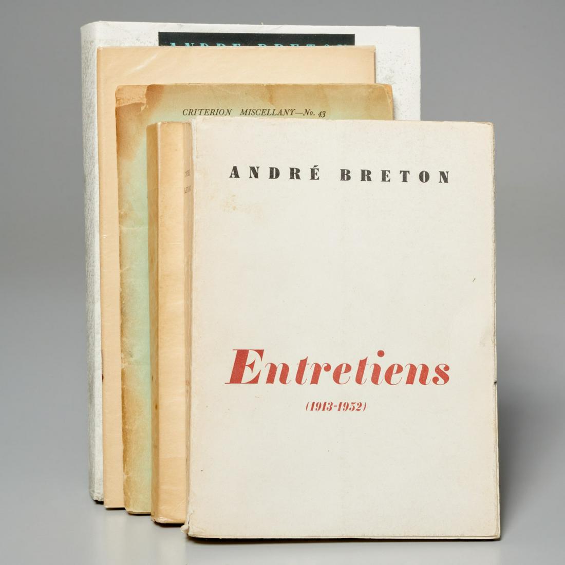 Andre Breton, (5) volumes: Andre Breton, (5) volumes, Includes: 1) Anthologie de L'Humour Noir. Sagttaire, 1940, #42/57, cover by Dominguez; 2) Misere de la Poesie. Editions Surrealistes, 1932; 3) Essais et Temoignages. A la Ba