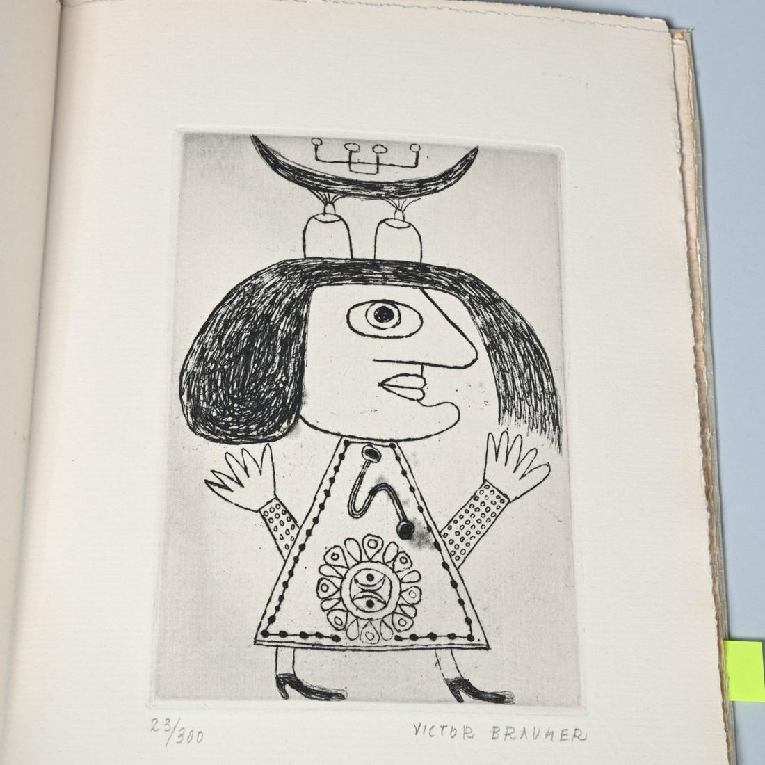 [Victor Brauner] Le Char Triomphal de l'Antimone: [Victor Brauner] Le Char Triomphal de l'Antimone, Yvan Goll. Editions Hemispheres, 1949, #23/300 with 3 original etchings signed and numbered by Victor Brauner, loose signatures in paper cover, with g