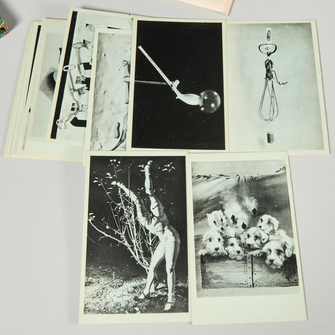 La Carte Surrealiste, Serie 1, No. 1-21, 1937: La Carte Surrealiste, Serie 1, No. 1-21, 1937, Published by Georges Hugnet, Paris, 21 postcards printed black on green paper, images by Picasso, Nusch Eluard, Paalen, Marcel Jean, Roland Penrose, Jacq