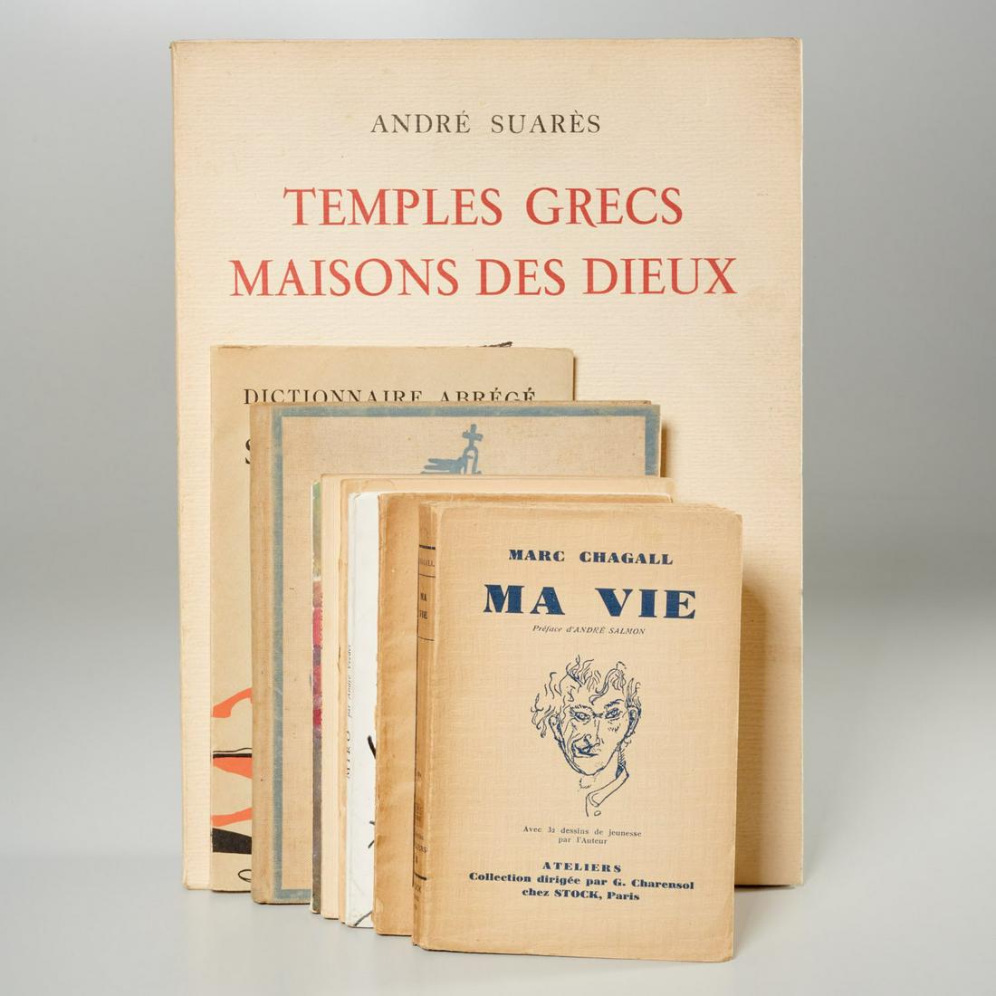 (9) vols. art and artists, incl. Chagall, Miro: (9) vols. art and artists, incl. Chagall, Miro, Includes: 1) Marc Chagall. Ma Vie. Stock, 1931, #770/1650; 2) Aurel. Rodin Devant la Femme. Maison du Livre, 1919; 3) Andre Verdet. Joan Miro. Matarasso