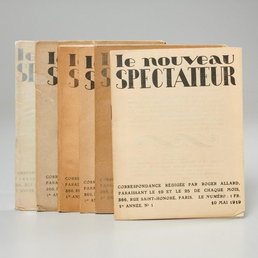 Le Nouveau Spectateur, (6) issues, 1919-1921: Le Nouveau Spectateur, (6) issues, 1919-1921, Correspondence of Roger Allard, includes numbers 1, 6-7 (Raoul Dufy et Son Oeuvre), 8-9, 14-15, 16-17 and 18-19-20, woodcuts by Gromaire, Fournier, Dufy, 