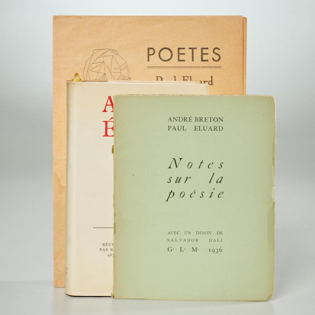[Dali, Picasso] Paul Eluard, (3) vols.: [Dali, Picasso] Paul Eluard, (3) vols., Includes: 1) Poetes: Paul Eluard. portrait by Picasso, Le Cahier, no date, 10-page pamphlet; 2) Andre Breton and Eluard. Notes sur la Poesie. GLM, 1936, fold-ou
