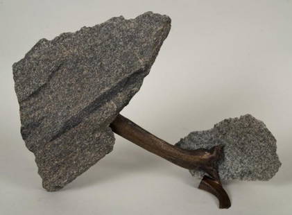 John Van Alstine (b. 1952, American), sculpture: John Van Alstine (b. 1952, American), sculpture, Untitled, bronze and green granite, signed and dated, "J. Van Alstine - 4-2-01", 6"h x 21"w x 18"d