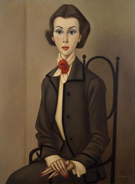 Philippe-Henri Noyer (1917-1985, French), painting: Philippe-Henri Noyer (1917-1985, French), painting, "La Suedoise", oil on canvas, signed and dated "Ph. Noyer - 51", lower right, 28.5" x 21" (sight), framed