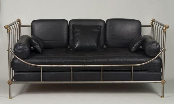 Directoire style steel/brass daybed attributed to
