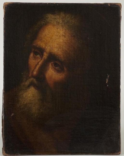 Italian School (17/18th century), old master paint: Italian School (17/18th century), old master painting, Head of Saint Peter, oil on canvas, unsigned, 13.5" x 10.25" (stretcher), unframed