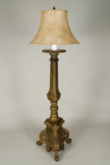 Large Italian Baroque carved giltwood torchiere la