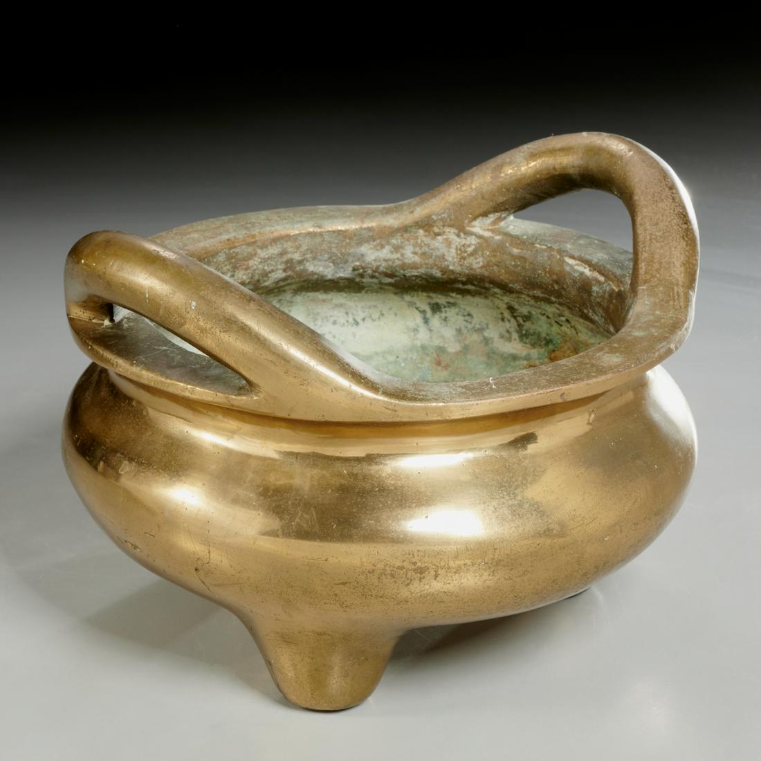 Large Ming style bronze tripod censer (1 of 5)