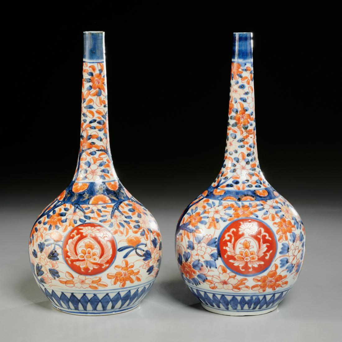 Pair Imari porcelain bottle vases, ex Christies (1 of 6)