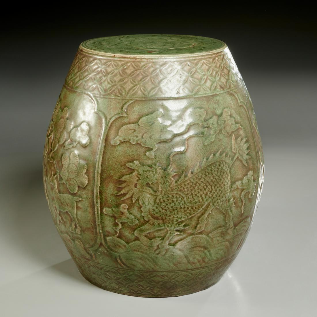 Chinese Longquan celadon garden seat (1 of 6)
