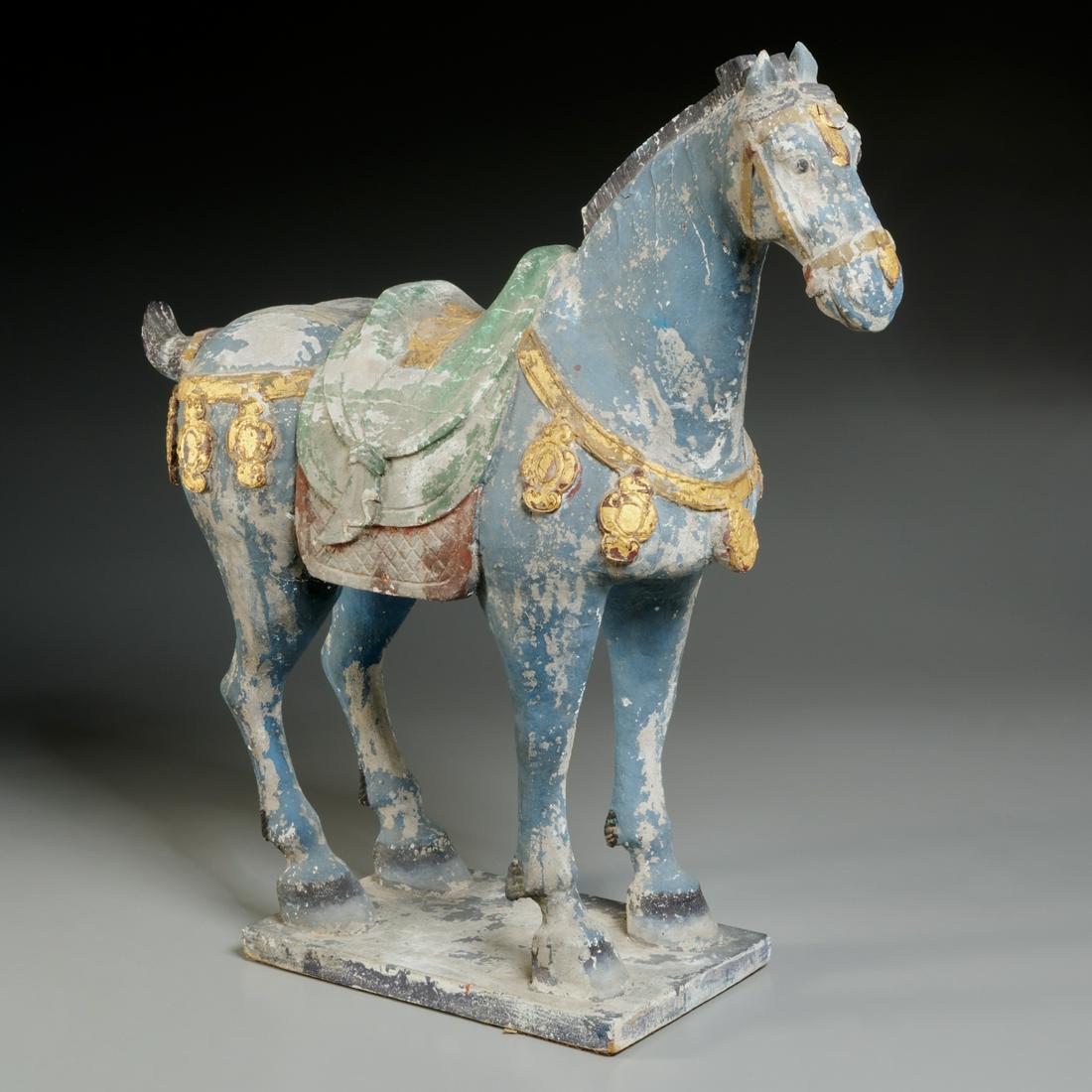 Chinese Tang style carved wood horse (1 of 5)
