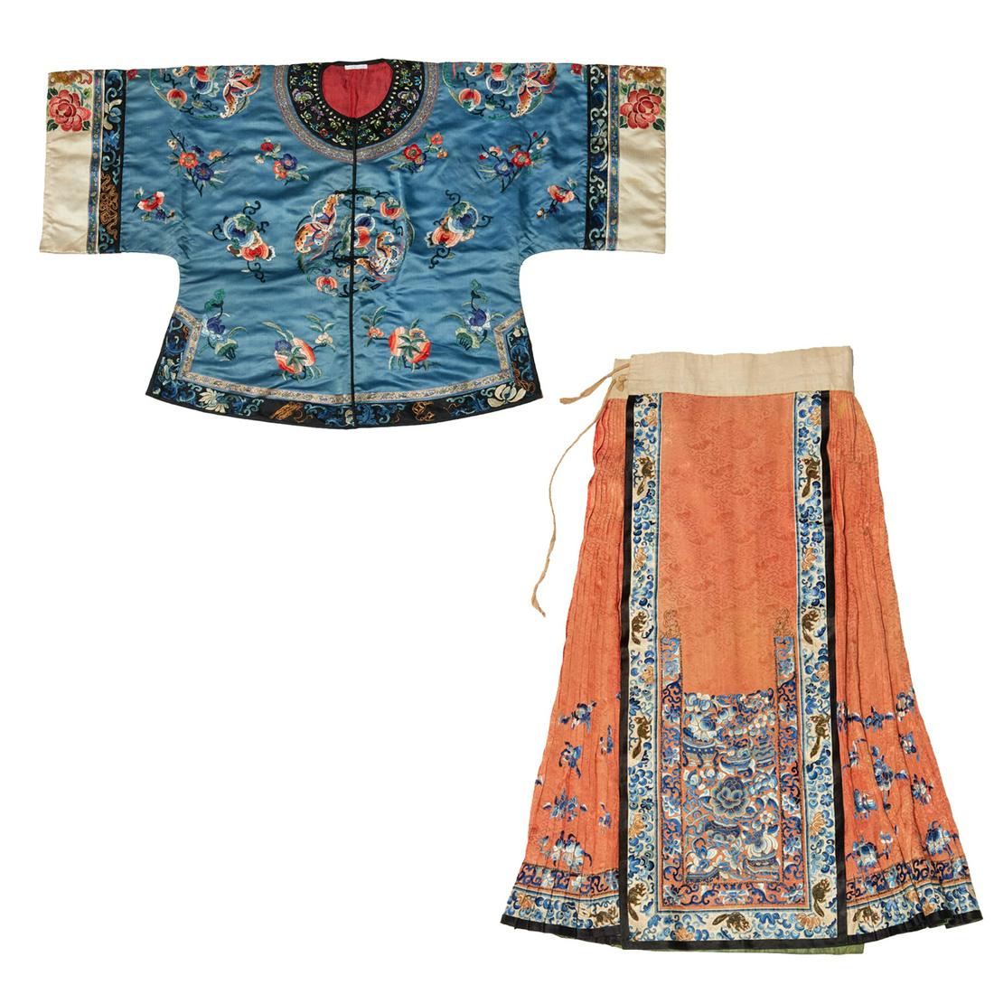 Chinese embroidered silk skirt and coat, ex museum (1 of 11)