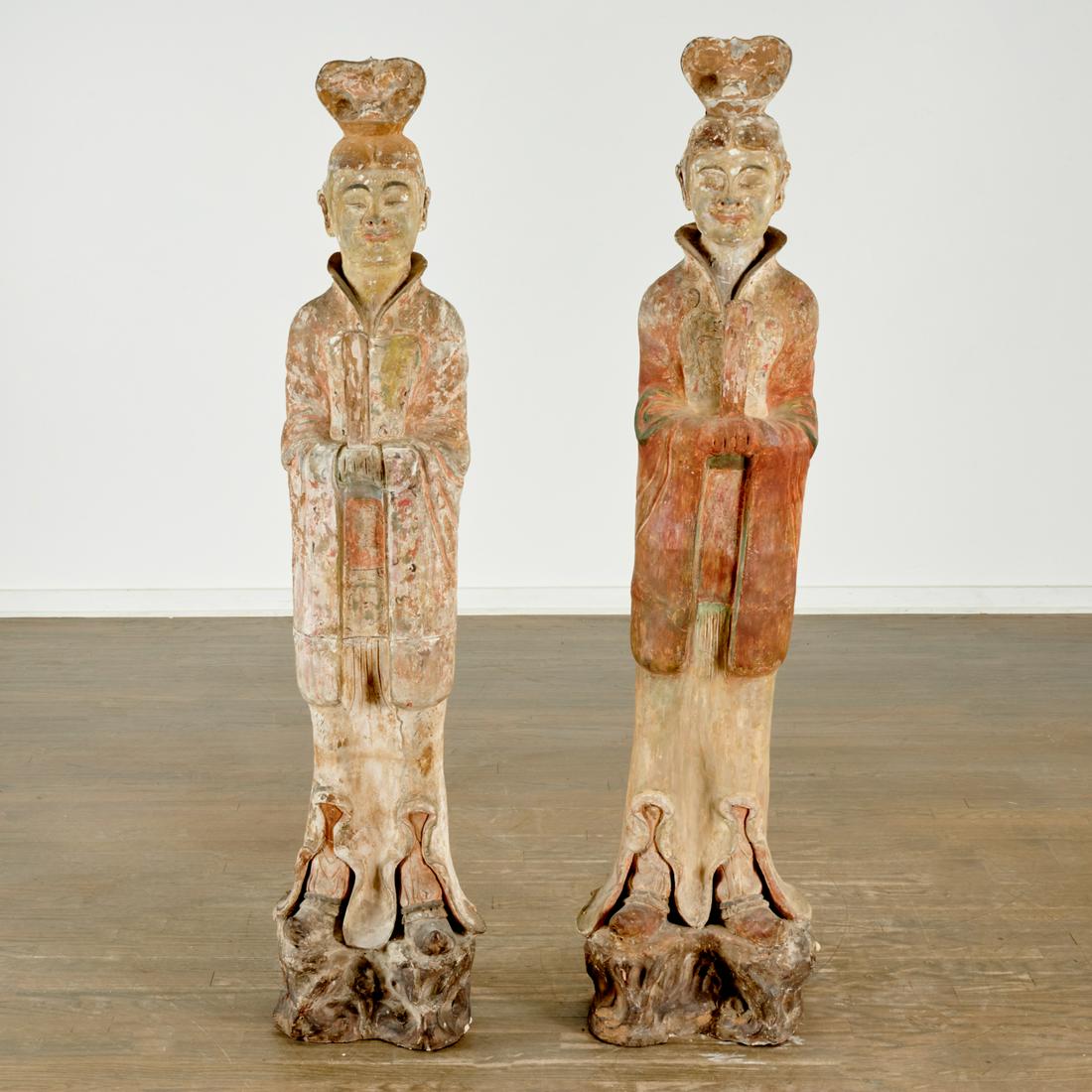 Pair massive Chinese pottery figures of Officials (1 of 9)