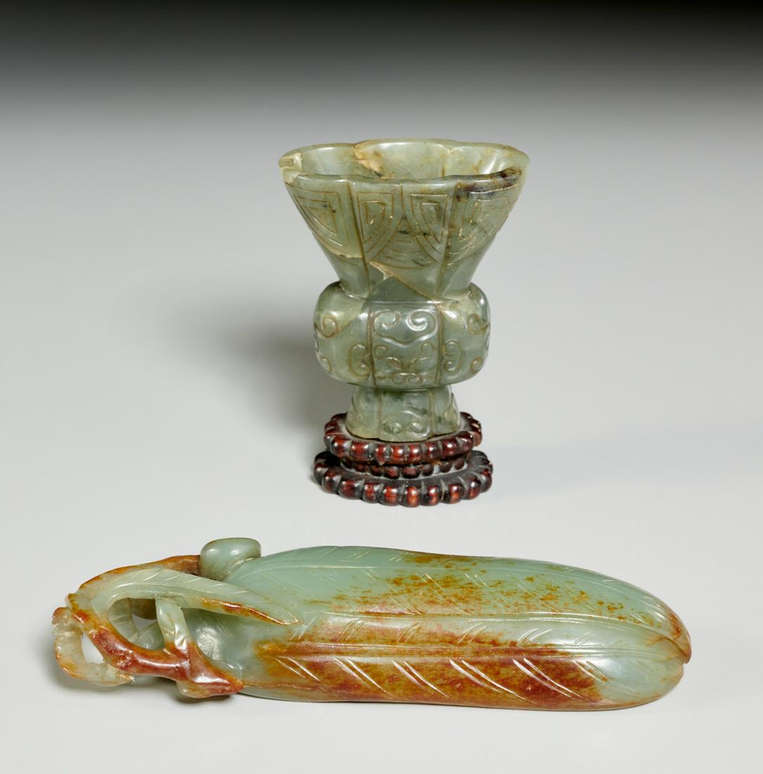 (2) Chinese jade scholar objects (1 of 6)