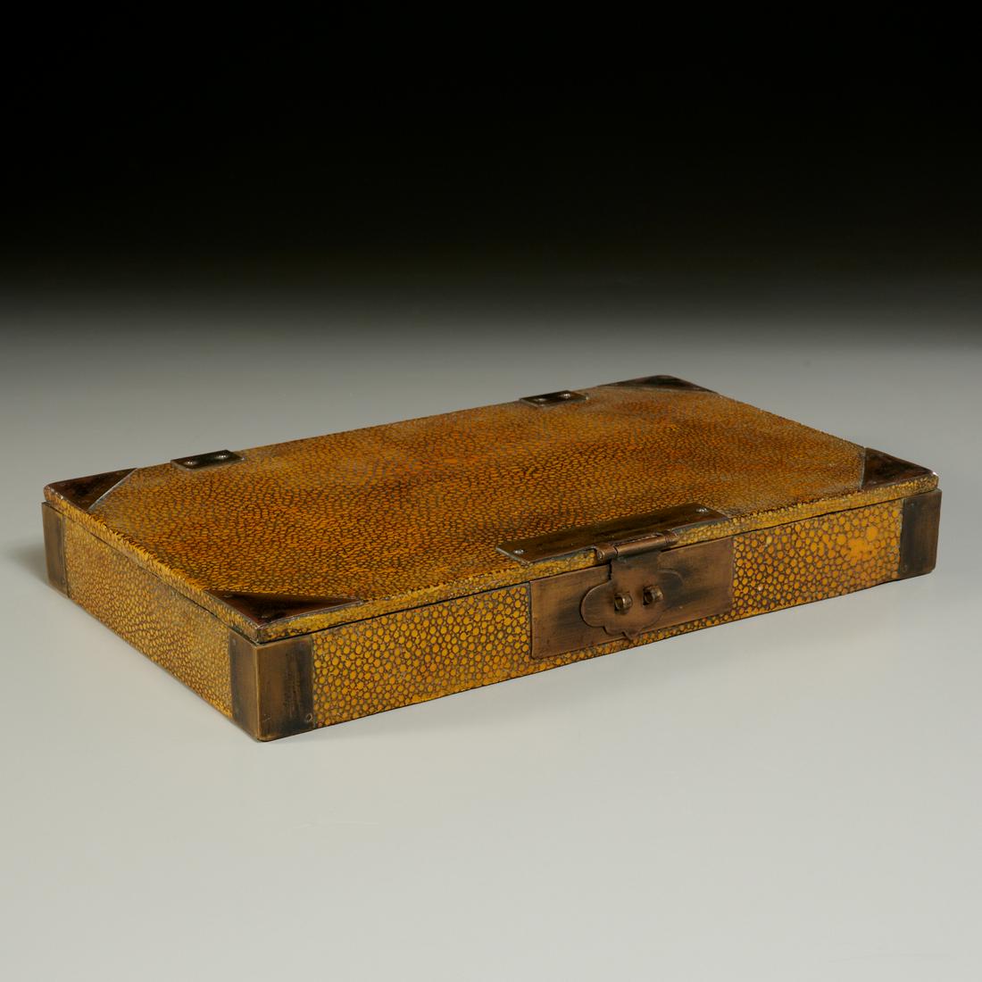 Chinese bronze mounted shagreen document box (1 of 6)