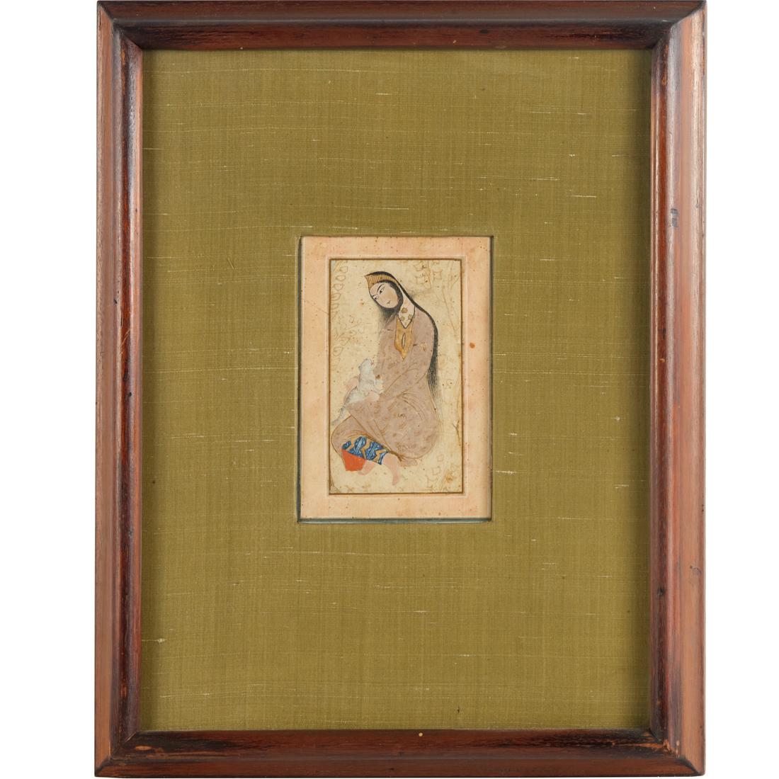 Mughal School, fine portrait drawing (1 of 3)