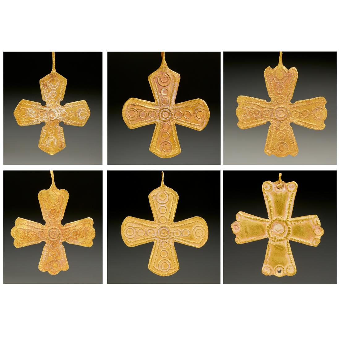 (6) Byzantine gold cross pendants (1 of 4)