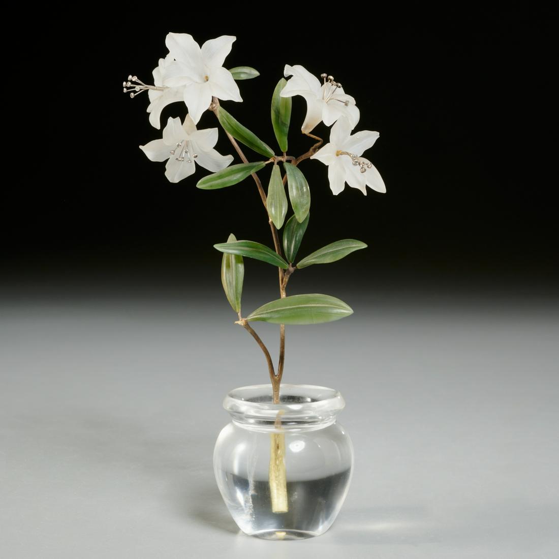 Faberge style carved hardstone flower study (1 of 6)