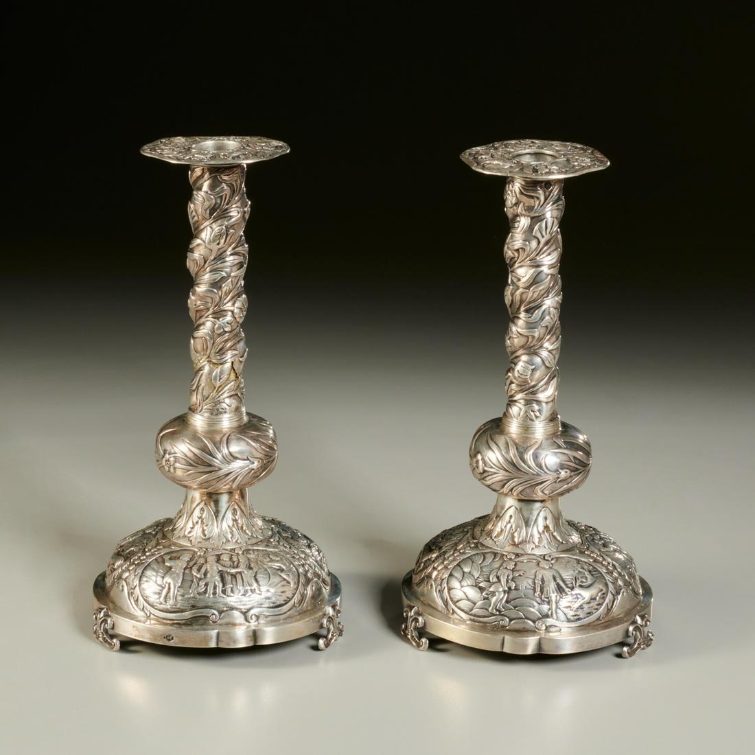 Pair Dutch silver candlesticks (1 of 6)