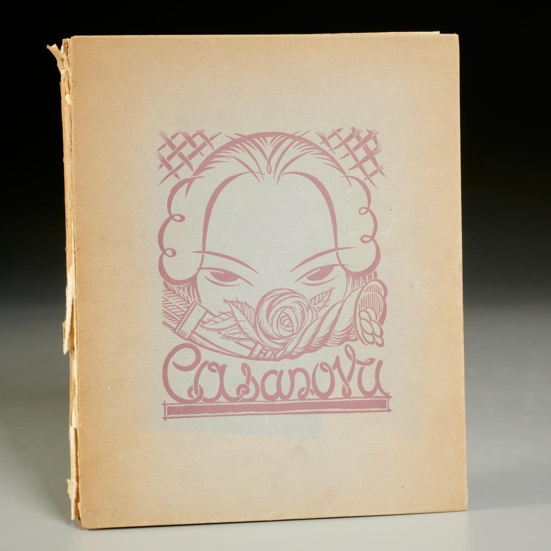 Andre Collot, erotic Casanova portfolio, 1932: Andre Collot, erotic Casanova portfolio, 1932, [Andre Collot] (French, 1897-1976). Memoires de Casanova, Vingt Eaux-Fortes en Couleurs. Paris, 1932, #154/470, several front matter pages and 20 color p